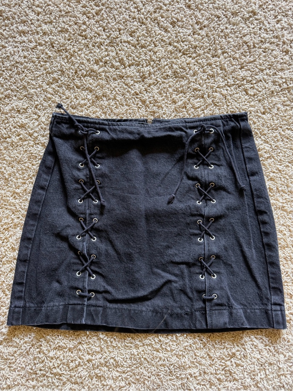 Topshop Black Lace-Up Skirt